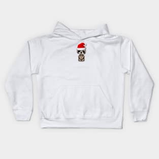 Christmas Sloth Wearing a Santa Hat Kids Hoodie